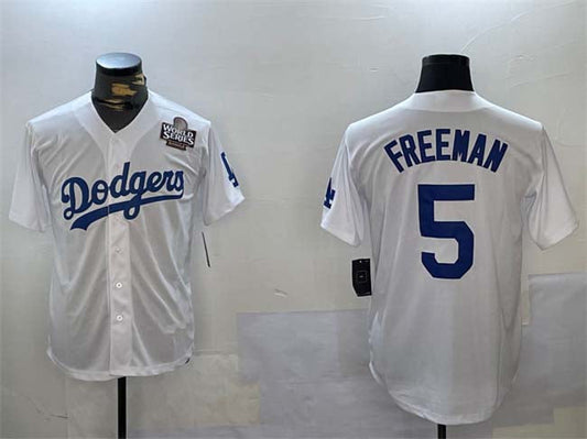 Los Angeles Dodgers #5 Freddie Freeman White 2024 World Series Cool Base Stitched Baseball Jersey - Main View