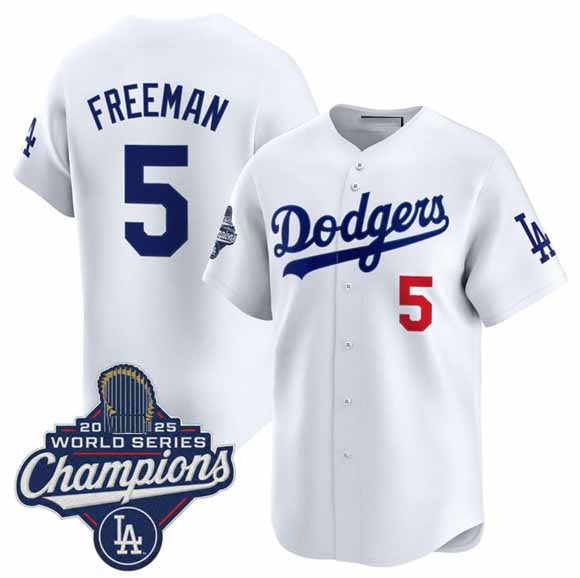 Los Angeles Dodgers #5 Freddie Freeman White 2025 Champions Stitched Baseball Jersey - Main View