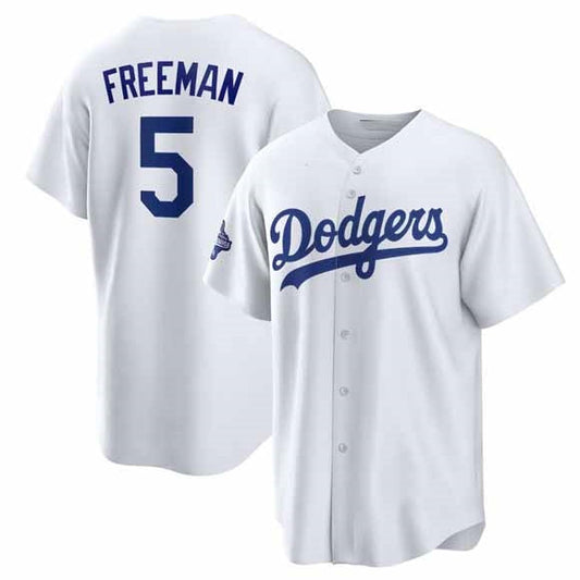 Los Angeles Dodgers #5 Freddie Freeman White 2025 World Series Champions Stitched Baseball Jersey - Main View
