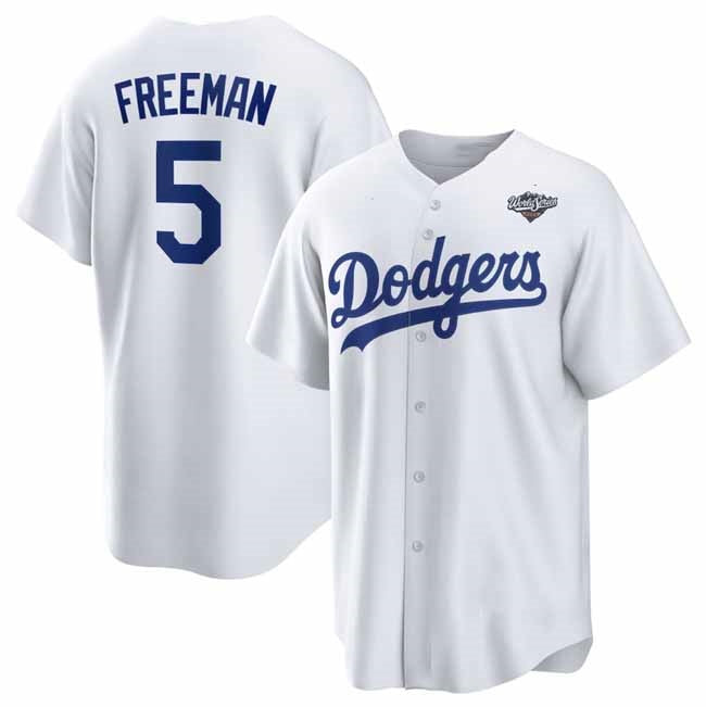 Los Angeles Dodgers #5 Freddie Freeman White 2025 World Series Home Cool Base Stitched Baseball Jersey - Main View