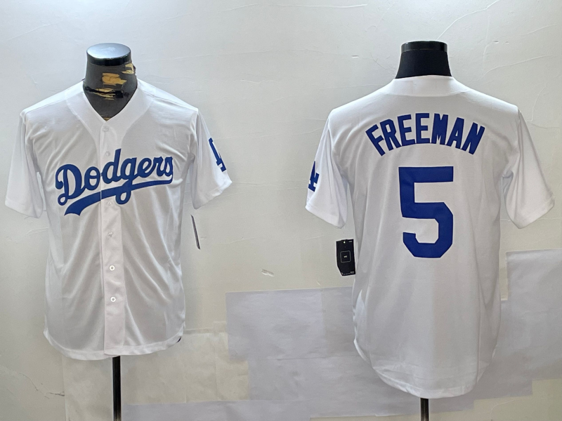 Los Angeles Dodgers #5 Freddie Freeman White Cool Base Stitched Baseball Jersey - Main View