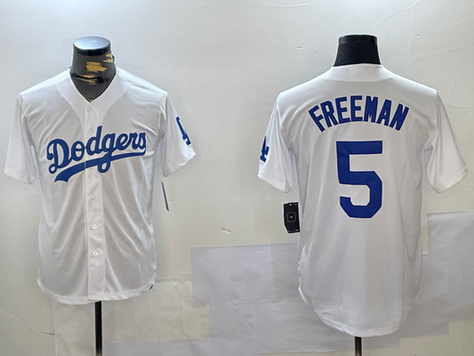 Los Angeles Dodgers #5 Freddie Freeman White Cool Base Stitched Baseball Jersey - Main View