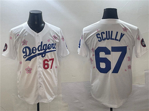 Los Angeles Dodgers #67 Vin Scully White 2025 Tokyo Series Limited Stitched Baseball Jersey - Main View