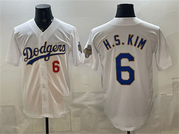 Los Angeles Dodgers #6 H.S.Kim White 2026 Gold Collection Stadium Stitched Baseball Jersey - Main View