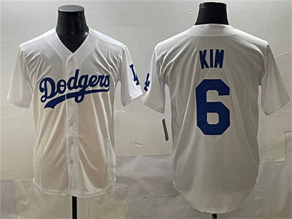 Los Angeles Dodgers #6 Hyeseong Kim White Cool Base Stitched Baseball Jersey - Main View