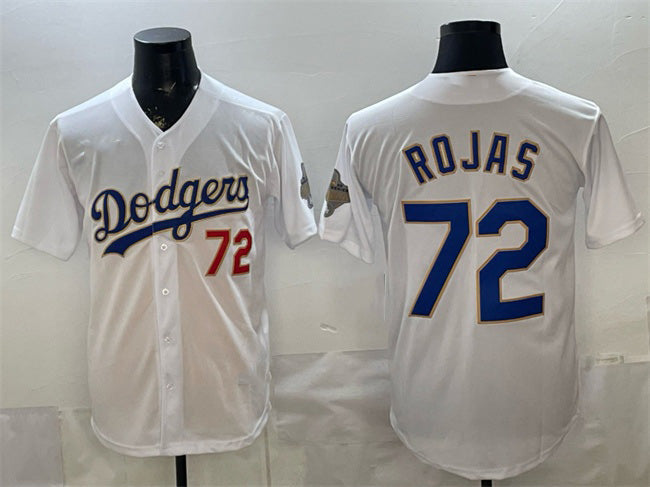 Los Angeles Dodgers #72 Miguel Rojas White 2026 Gold Collection Stadium Stitched Baseball Jersey - Main View