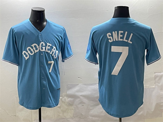 Los Angeles Dodgers #7 Blake Snell Light Blue Limited Stitched Baseball Jersey - Main View