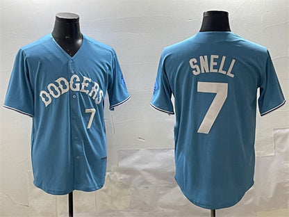 Los Angeles Dodgers #7 Blake Snell Light Blue Limited Stitched Baseball Jersey - Main View