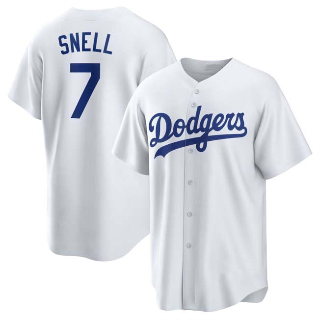 Los Angeles Dodgers #7 Blake Snell White 2024 Cool Base Stitched Baseball Jersey - Main View