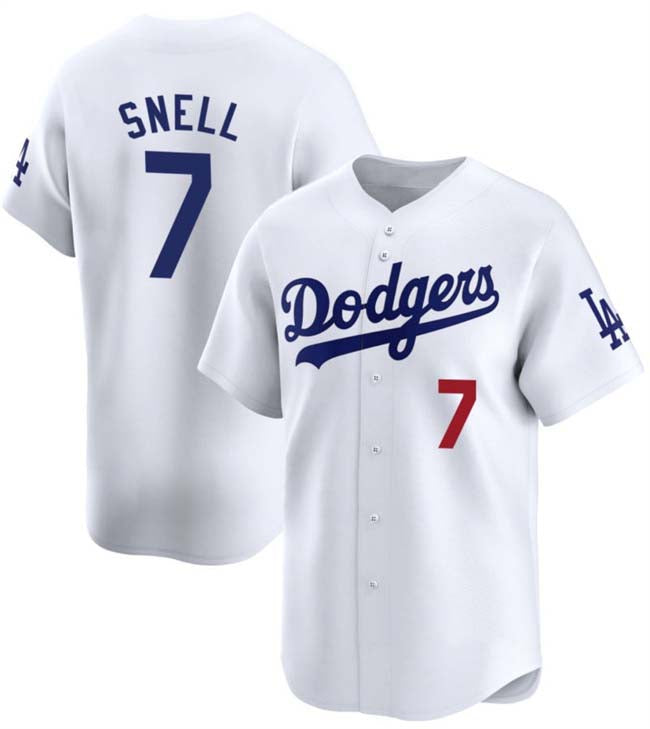 Los Angeles Dodgers #7 Blake Snell White 2024 Home Limited Stitched Baseball Jersey - Main View