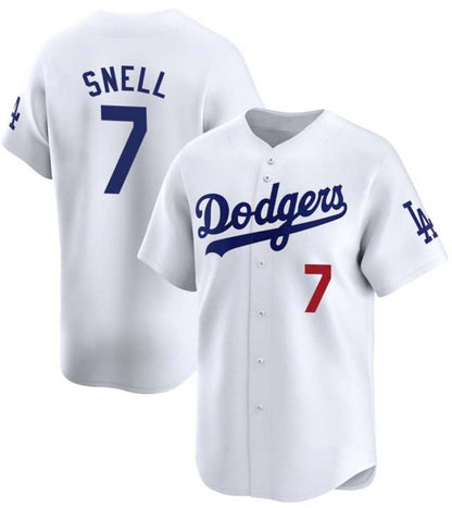 Los Angeles Dodgers #7 Blake Snell White 2024 Home Limited Stitched Baseball Jersey - Main View