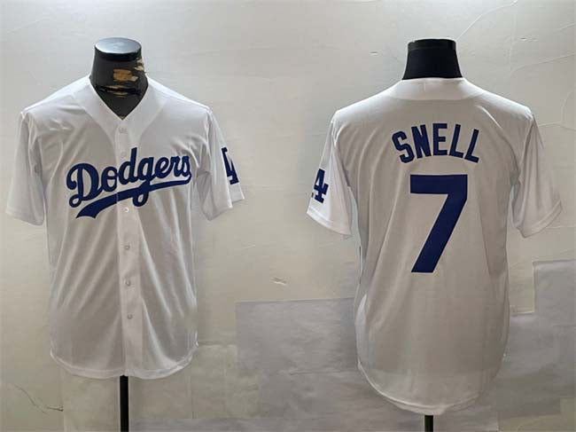 Los Angeles Dodgers #7 Blake Snell White Cool Base Stitched Baseball Jersey - Main View
