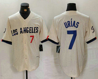Los Angeles Dodgers #7 Julio Urias Number Cream 2024 City Connect Limited Stitched Baseball Jerseys - Main View