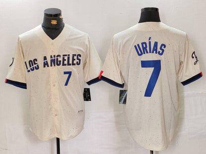 Los Angeles Dodgers #7 Julio Urias Number Cream 2024 City Connect Limited Stitched Baseball Jerseys - Main View