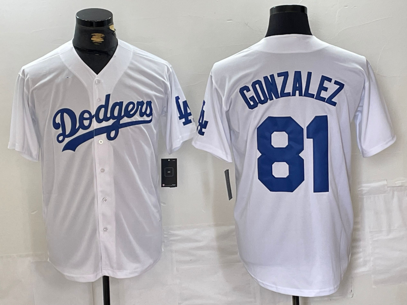 Los Angeles Dodgers #81 Victor Gonzalez White Cool Base Stitched Baseball Jersey - Main View