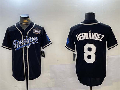 Los Angeles Dodgers #8 Enrique Hernández Black 2024 World Series Cool Base Stitched Baseball Jersey - Main View