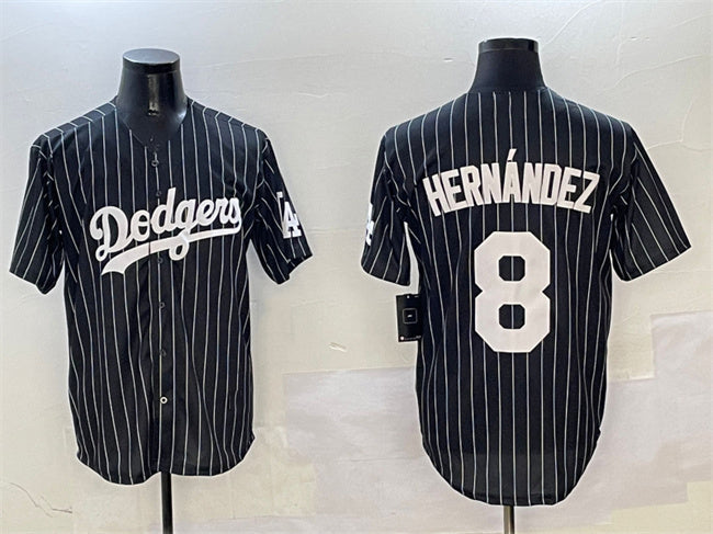 Los Angeles Dodgers #8 Enrique Hernandez Black Cool Base Stitched Baseball Jersey