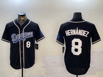 Los Angeles Dodgers #8 Enrique Hernandez Black Cool Base Stitched Baseball Jersey