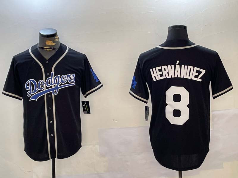 Los Angeles Dodgers #8 Enrique Hernández Black Cool Base Stitched Baseball Jersey - Main View