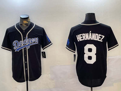 Los Angeles Dodgers #8 Enrique Hernández Black Cool Base Stitched Baseball Jersey - Main View