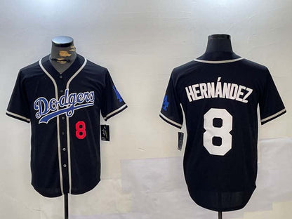 Los Angeles Dodgers #8 Enrique Hernández Black Cool Base Stitched Baseball Jerseys - Main View
