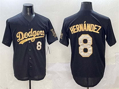 Los Angeles Dodgers #8 Enrique Hernandez Black Gold Limited Stitched Baseball Jersey - Main View