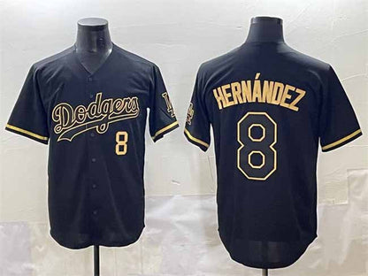 Los Angeles Dodgers #8 Enrique Hernández Black Gold Limited Stitched Baseball Jerseys - Main View
