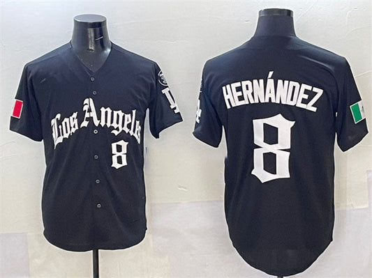 Los Angeles Dodgers #8 Enrique Hernandez Black Mexico 2025 LA Gothic Style With Fernando Patch Vapor Premier Limited Stitched Baseball Jersey - Main View