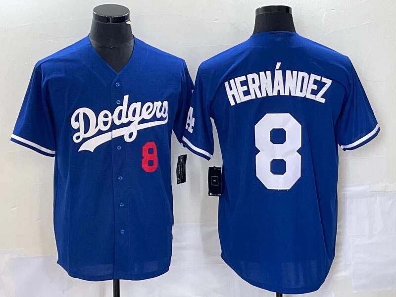Los Angeles Dodgers #8 Enrique Hernández Blue Flex Base Stitched Baseball Jersey - Main View
