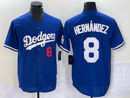 Los Angeles Dodgers #8 Enrique Hernández Blue Flex Base Stitched Baseball Jersey - Main View