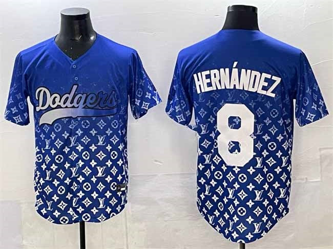 Los Angeles Dodgers #8 Enrique Hern¨¢ndez Blue Limited Stitched Baseball Jersey - Main View