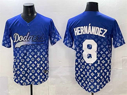 Los Angeles Dodgers #8 Enrique Hern¨¢ndez Blue Limited Stitched Baseball Jersey - Main View