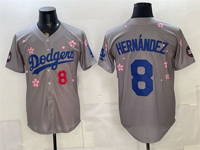 Los Angeles Dodgers #8 Enrique Hernandez Grey 2025 Tokyo Series Limited Stitched Jersey - Main View