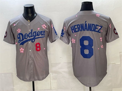 Los Angeles Dodgers #8 Enrique Hernandez Grey 2025 Tokyo Series Limited Stitched Jersey - Main View
