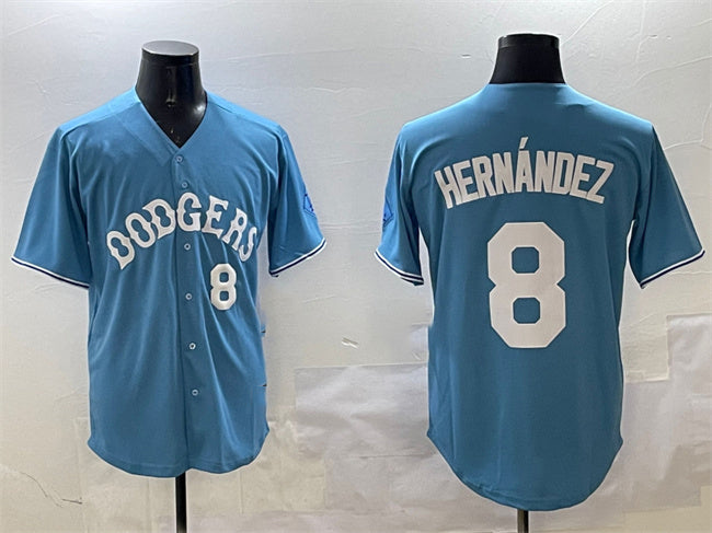 Los Angeles Dodgers #8 Enrique Hernández Light Blue Limited Stitched Baseball Jersey - Main View
