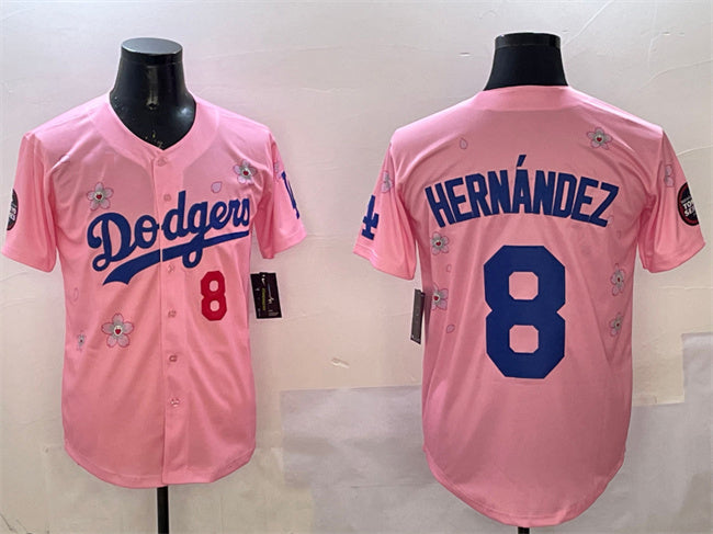 Los Angeles Dodgers #8 Enrique Hernández Pink 2025 Tokyo Series Limited Stitched Baseball Jersey - Main View