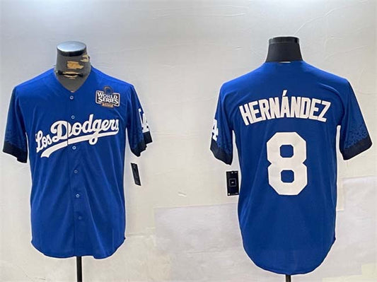 Los Angeles Dodgers #8 Enrique Hernández Royal 2024 World Series City Connect Cool Base Stitched Baseball Jersey - Main View