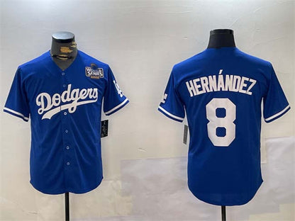 Los Angeles Dodgers #8 Enrique Hernández Royal 2024 World Series Cool Base Stitched Baseball Jersey - Main View