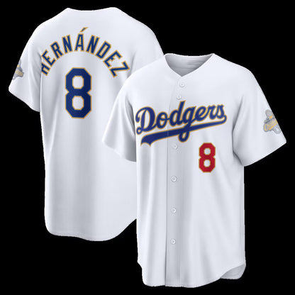 Los Angeles Dodgers #8 Enrique Hernández White 2026 Gold Collection Stadium Stitched Baseball Jersey - Main View