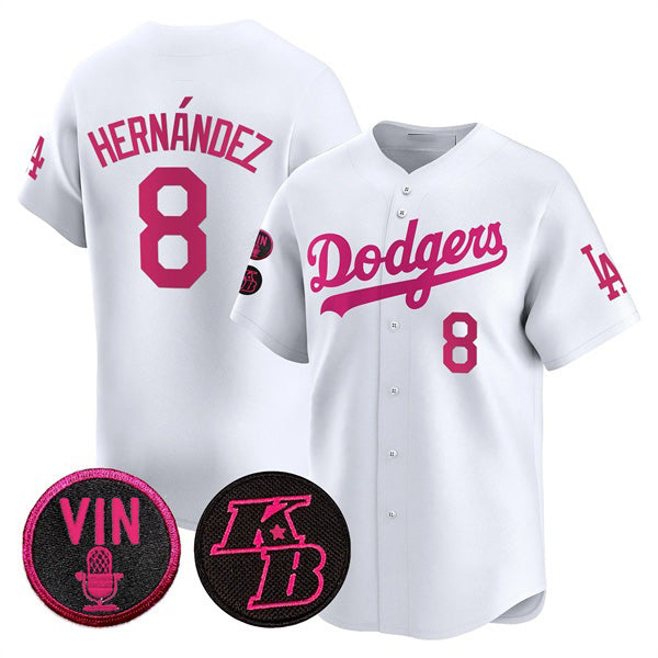 Los Angeles Dodgers #8 Enrique Hern¨¢ndez White 2026 Mother¡¯s Day Vapor Premier Limited Stitched Baseball Jersey - Main View