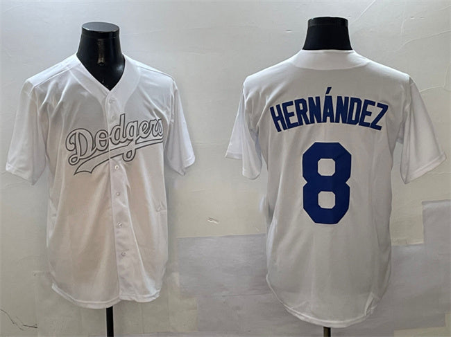 Los Angeles Dodgers #8 Enrique Hernández White Fashion Cool Base Stitched Baseball Jersey - Main View