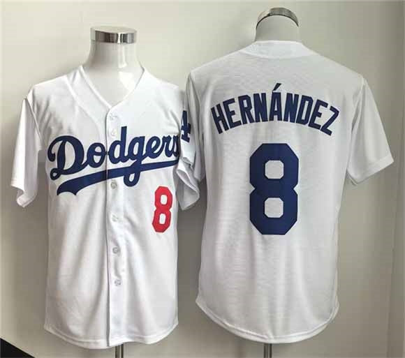 Los Angeles Dodgers #8 Enrique Hernandez WhiteLimited Stitched Baseball Jersey - Main View