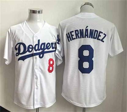 Los Angeles Dodgers #8 Enrique Hernandez WhiteLimited Stitched Baseball Jersey - Main View
