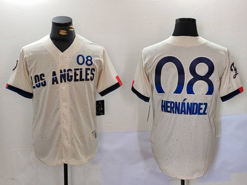 Los Angeles Dodgers #8 Kiké Hernández Cream 2024 City Connect Limited Stitched Baseball Jersey - Main View