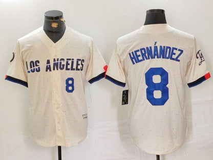 Los Angeles Dodgers #8 Kike Hernandez Number Cream 2024 City Connect Limited Stitched Baseball Jersey - Main View