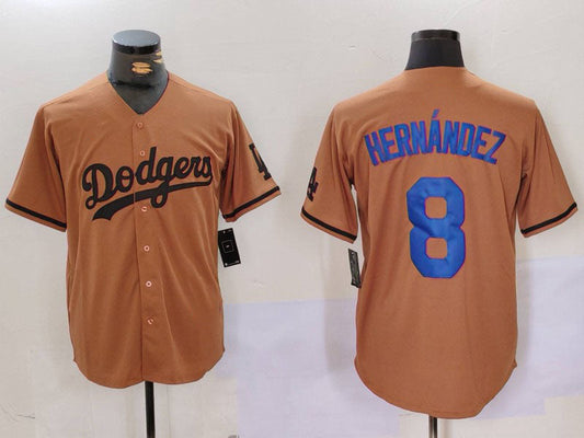 Los Angeles Dodgers #8 Kike Hernandez Olive Cool Base Limited Stitched Baseball Jerseys - Main View