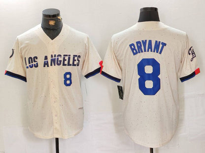 Los Angeles Dodgers #8 Kobe Bryant Number Cream 2024 City Connect Limited Stitched Baseball Jersey - Main View