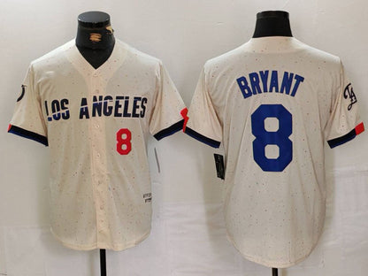 Los Angeles Dodgers #8 Kobe Bryant Number Cream 2024 City Connect Limited Stitched Baseball Jersey - Main View
