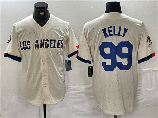Los Angeles Dodgers #99 Joe Kelly Cream Stitched Baseball Jersey - Main View