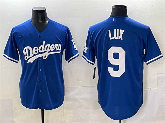 Los Angeles Dodgers #9 Gavin Lux Blue Cool Base Stitched Baseball Jersey - Main View